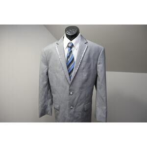 Vinci Slim Fit Tuxedo 2 Piece Suit Pants Jacket Gray Mens Sz 44 x 30 50 R